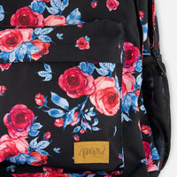 Backpack Black Printed Roses - 18L