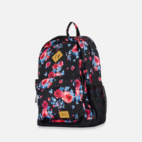 Backpack Black Printed Roses - 18L