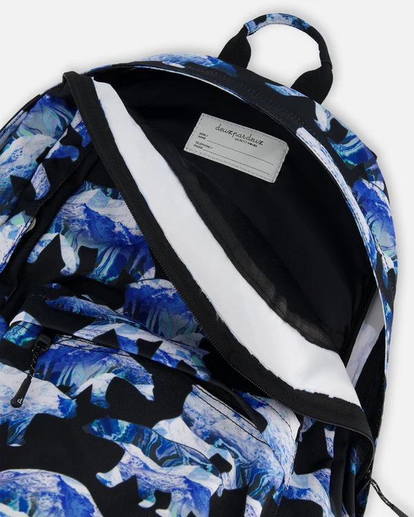 Backpack Black Printed Polar Bears - 18L