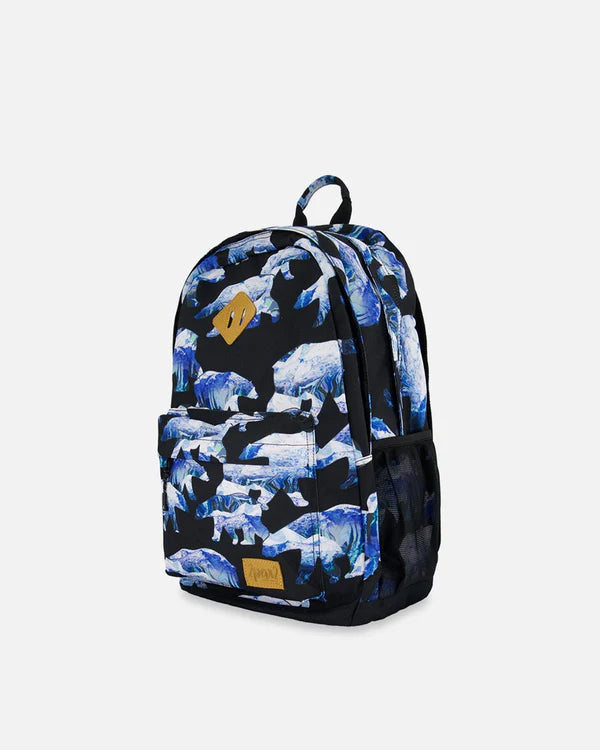 Backpack Black Printed Polar Bears - 18L