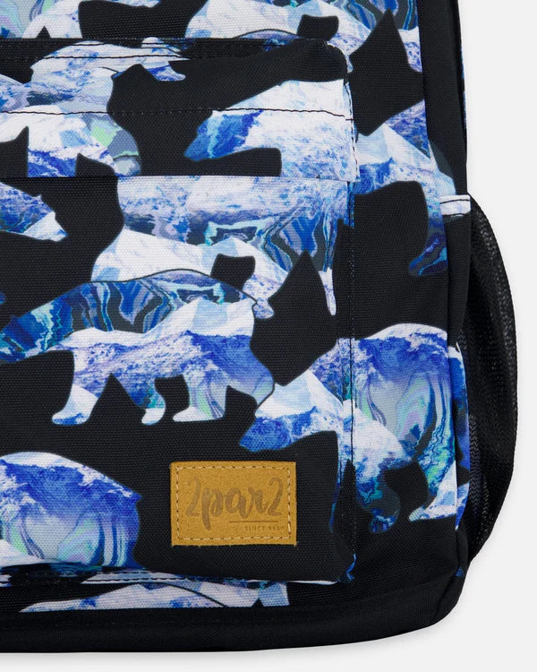 Backpack Black Printed Polar Bears - 18L