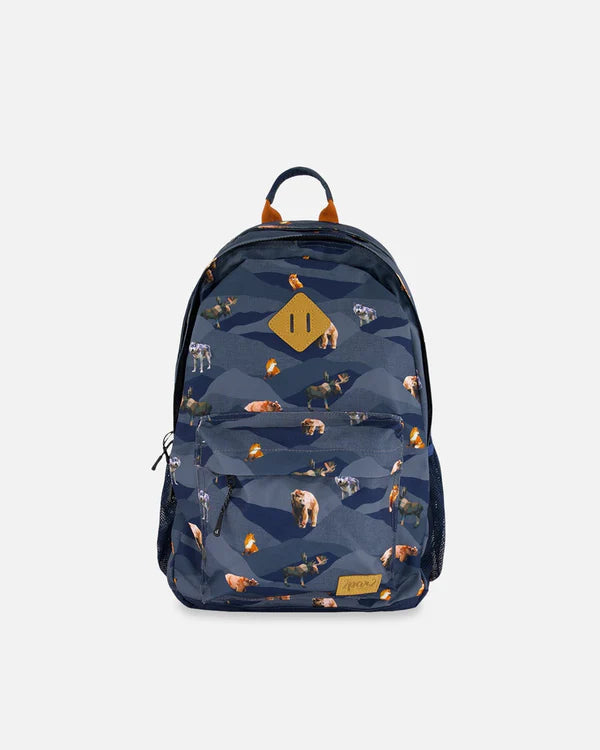 Backpack Navy Printed Mountains Animals