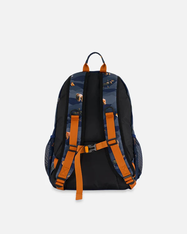 Backpack Navy Printed Mountains Animals