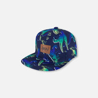 Printed Cap Blue And Green Dino On Navy