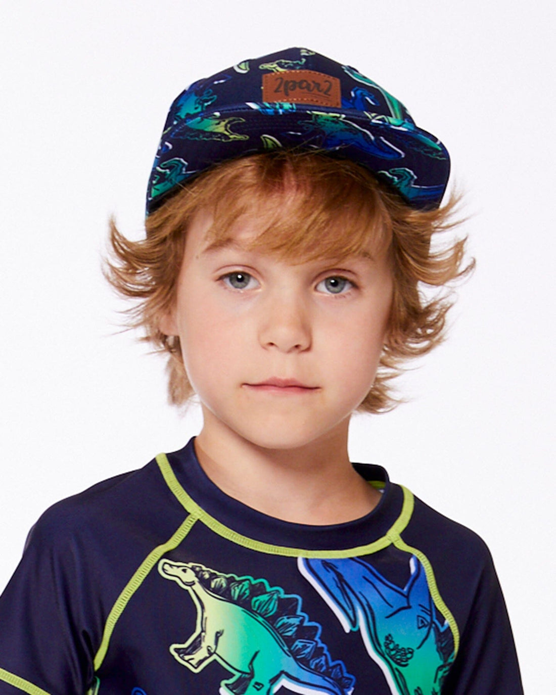 Printed Cap Blue And Green Dino On Navy