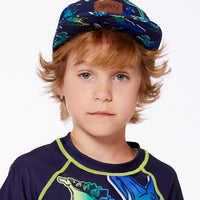 Printed Cap Blue And Green Dino On Navy