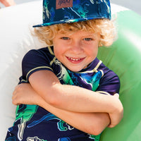 Printed Cap Blue And Green Dino On Navy