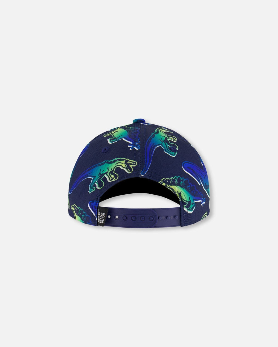 Printed Cap Blue And Green Dino On Navy