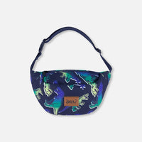 Printed Fanny Pack Blue And Green Dino On Navy