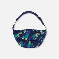 Printed Fanny Pack Blue And Green Dino On Navy