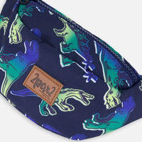 Printed Fanny Pack Blue And Green Dino On Navy