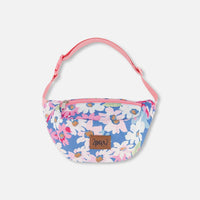 Printed Fanny Pack White, Pink, And Green Flowers