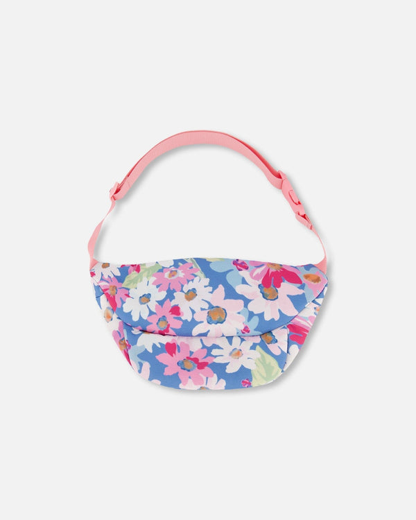 Printed Fanny Pack White, Pink, And Green Flowers