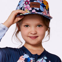 Printed Cap Navy And Yellow And Pink Flowers