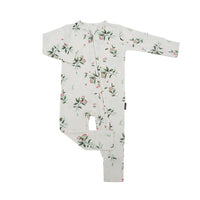 Footless Sleeper with Fold-Over Cuffs - Holly Berries