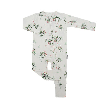 Footless Sleeper with Fold-Over Cuffs - Holly Berries