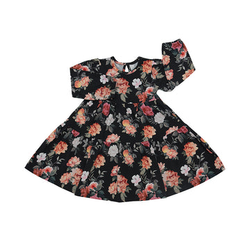 L/S Tiered Dress - Midnight Blossom