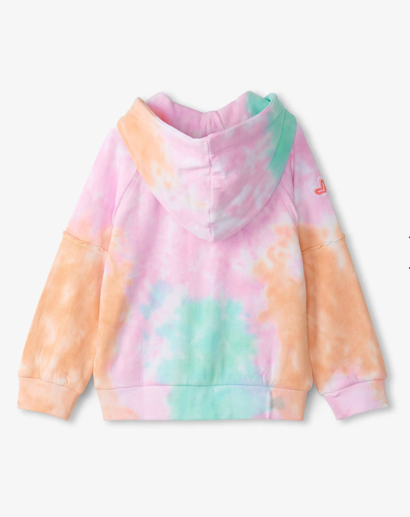 Summer Waves Tie Dye Raw Edge Hoody