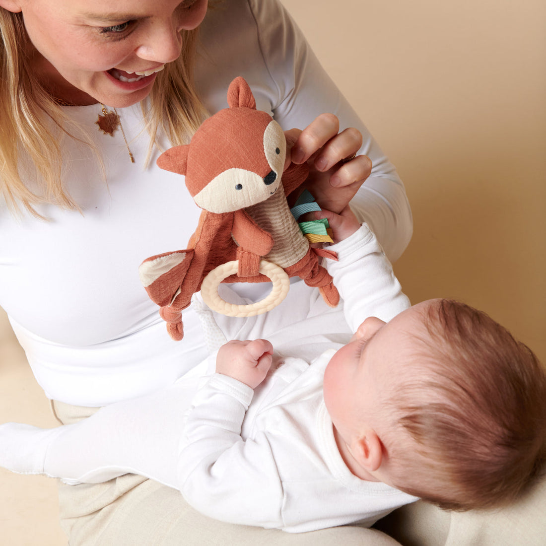 Bitzy Crinkle Fox Sensory Toy with Teether