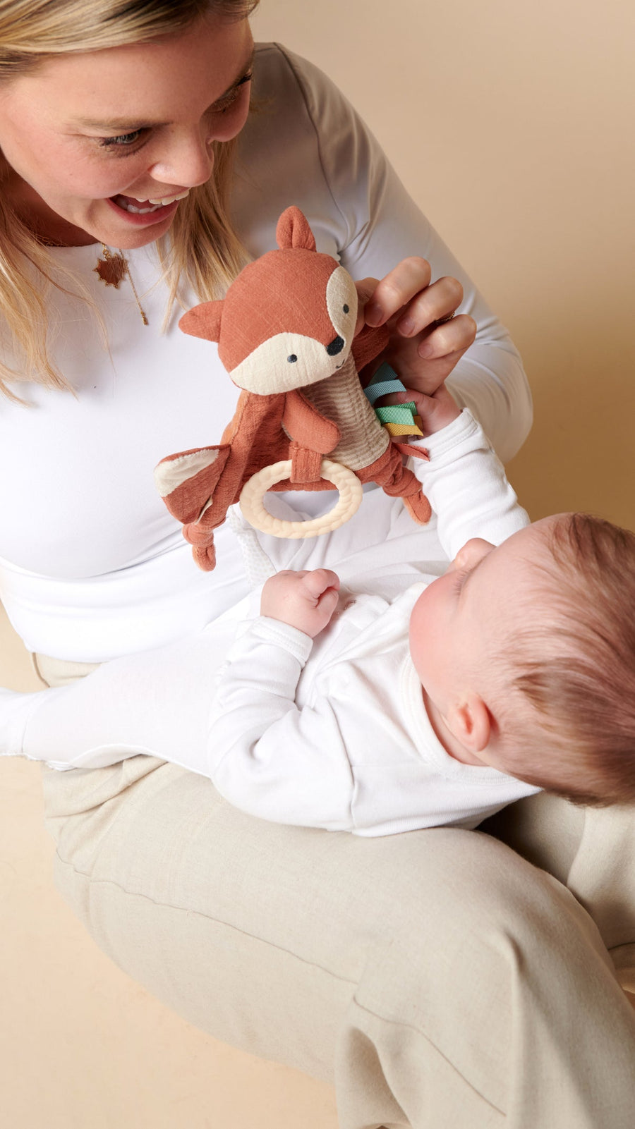 Bitzy Crinkle Fox Sensory Toy with Teether