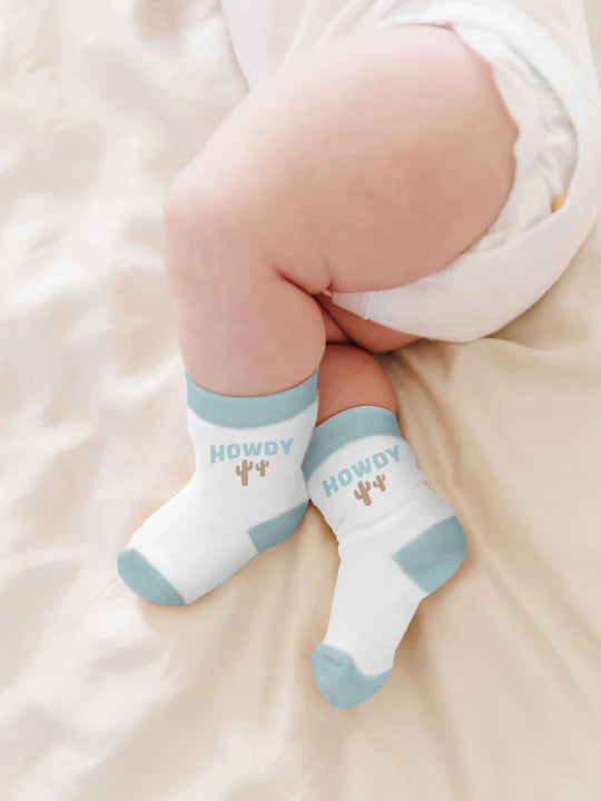 3-PACK SOFT DURABLE BABY SOCKS SET - HOWDY PARTNER BLUE