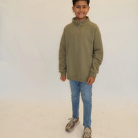 Kids Best Friend Half Zip - Olive