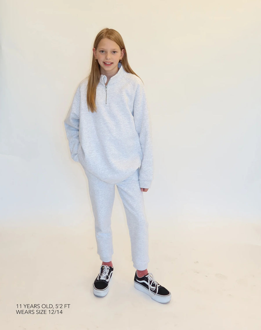 Kids Best Friend Half Zip - Pebble Grey