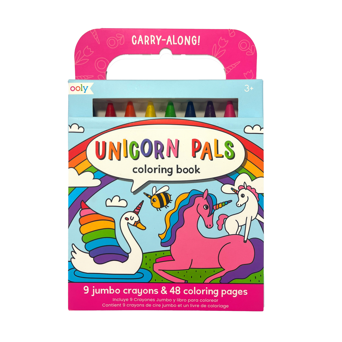 Carry Along! Coloring Book and Crayon Set - Unicorn Pals - Set of 9 Crayons