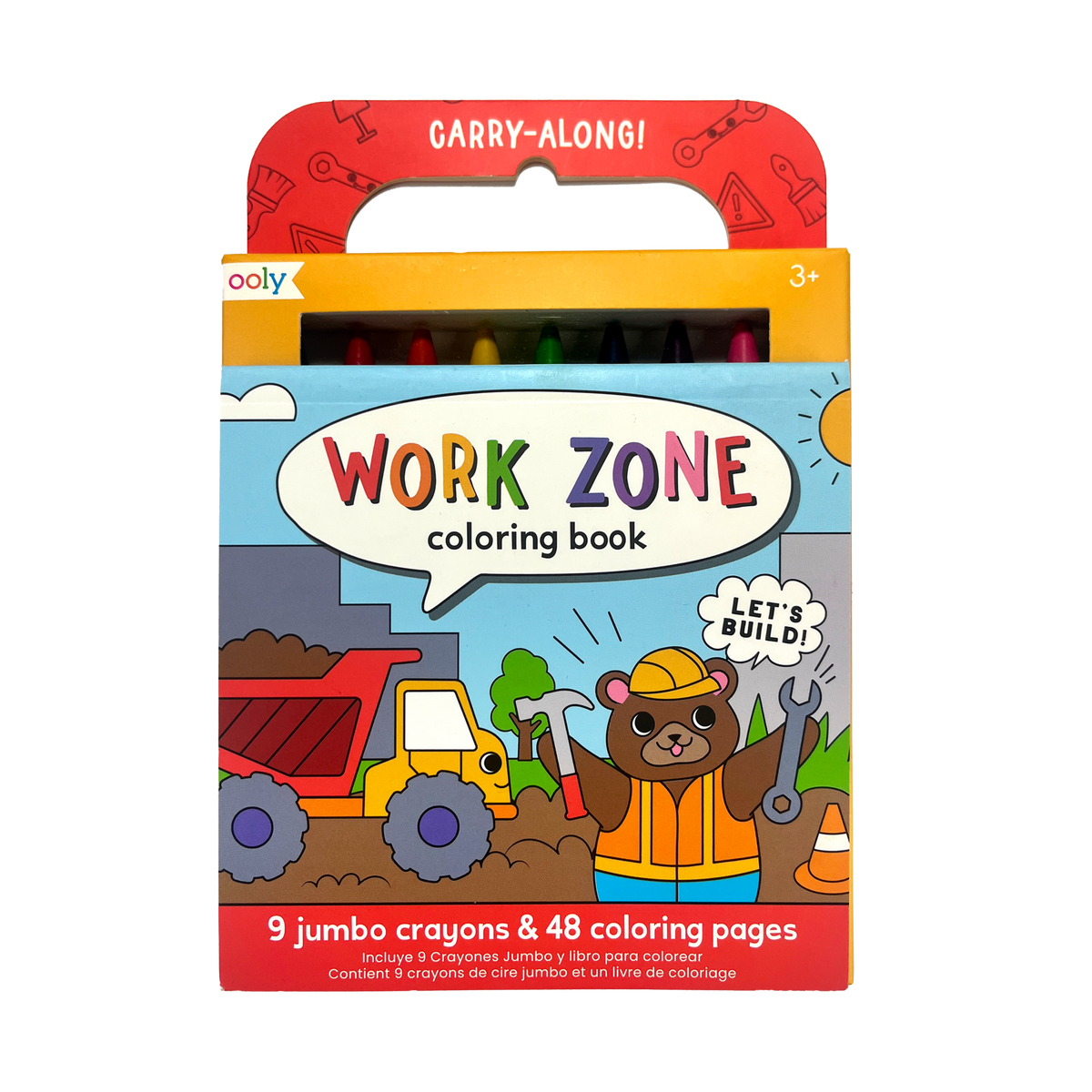 Carry Along! Coloring Book and Crayon Set - Work Zone - Set of 9 Crayons