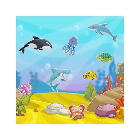 8pc Magnet Tile Building Blocks 8 Marine Animal Action Figures - PTA25