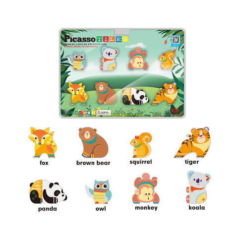 8pc Magnet Tile Building Blocks 8 Magnets Forest Animal Action Figures - PTA26