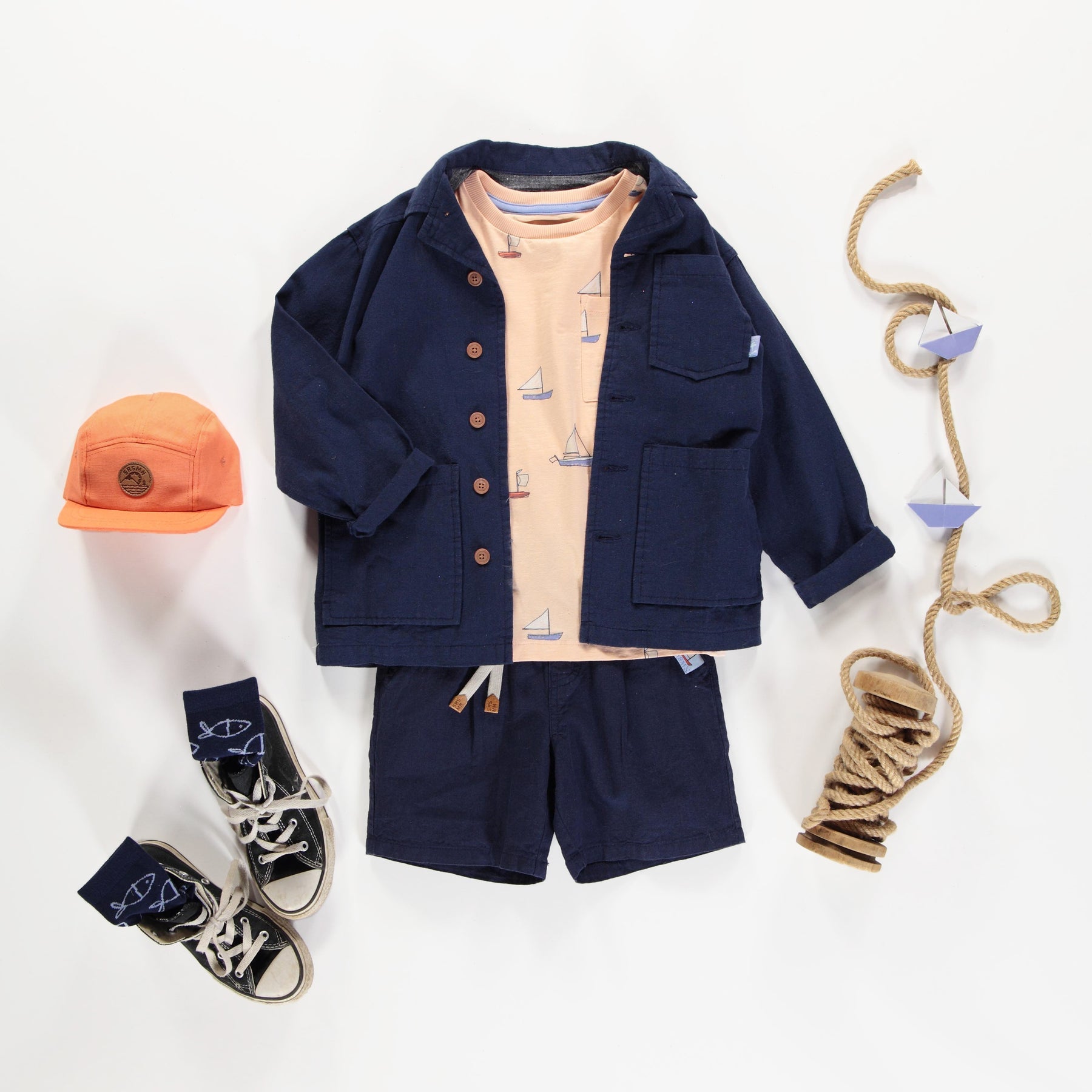 NAVY RELAXED FIT BERMUDAS COTTON AND LINEN, CHILD