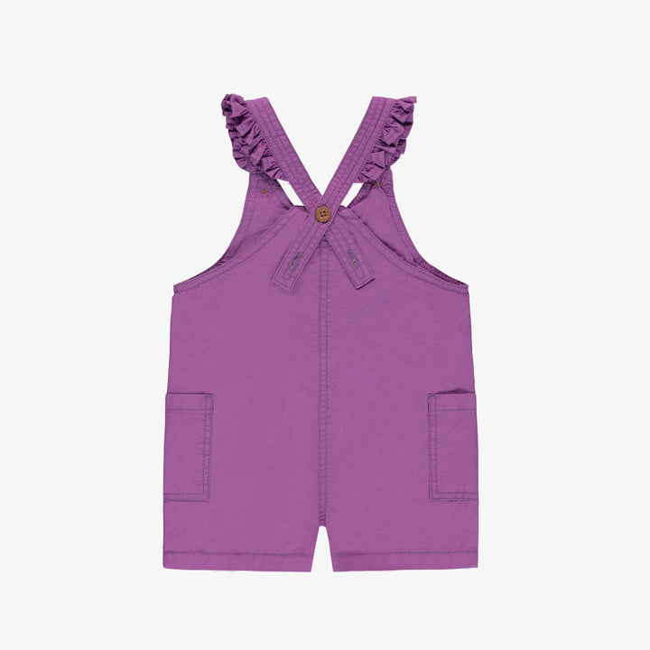 SHORT PURPLE OVERALL WITH RUFFLED STRAPS COTTON, BABY