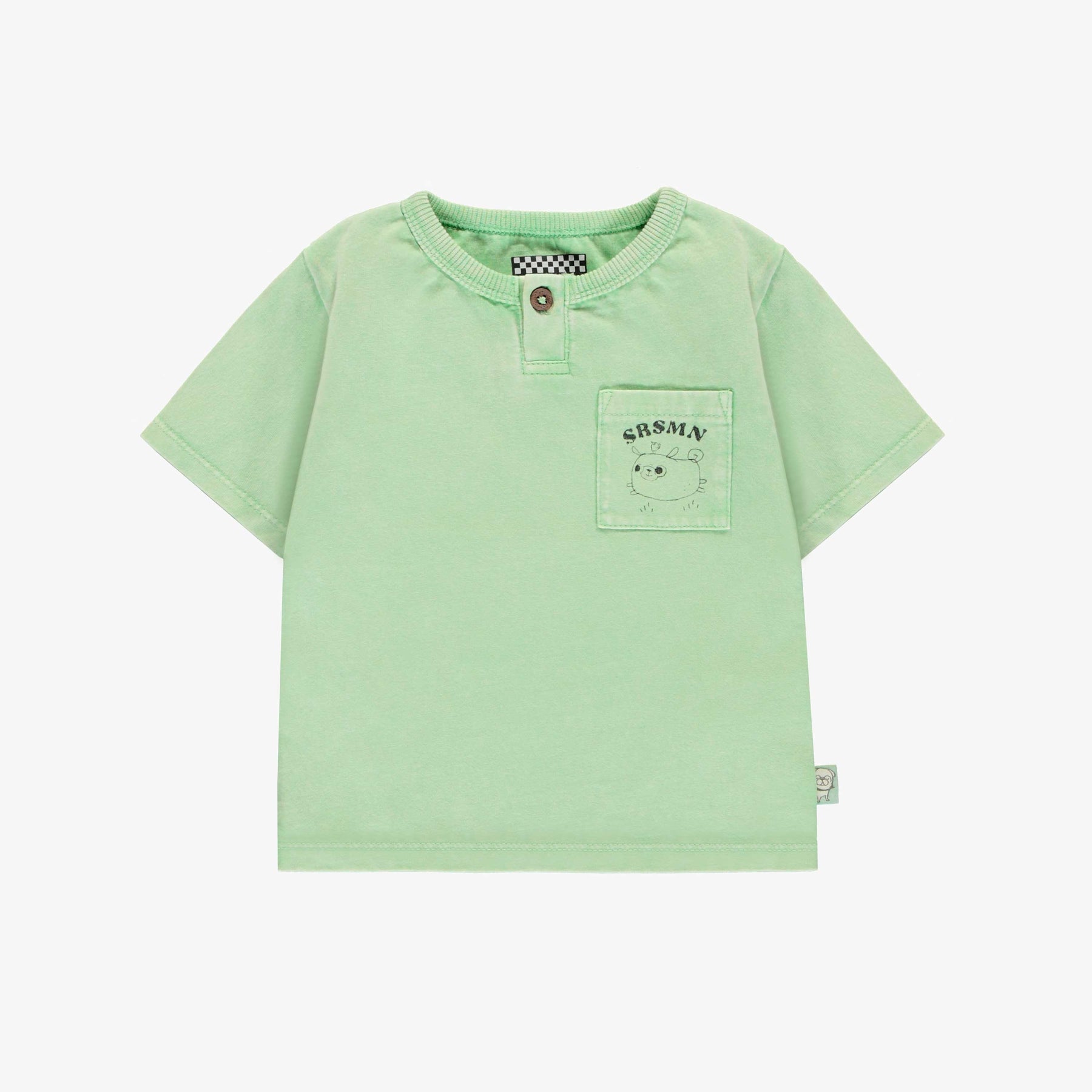 GREEN SHORT SLEEVES T-SHIRT WITH POCKET COTTON, BABY