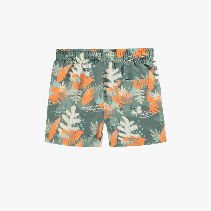 GREEN SWIMMING SHORT WITH TROPICAL LEAF PATTERN, CHILD