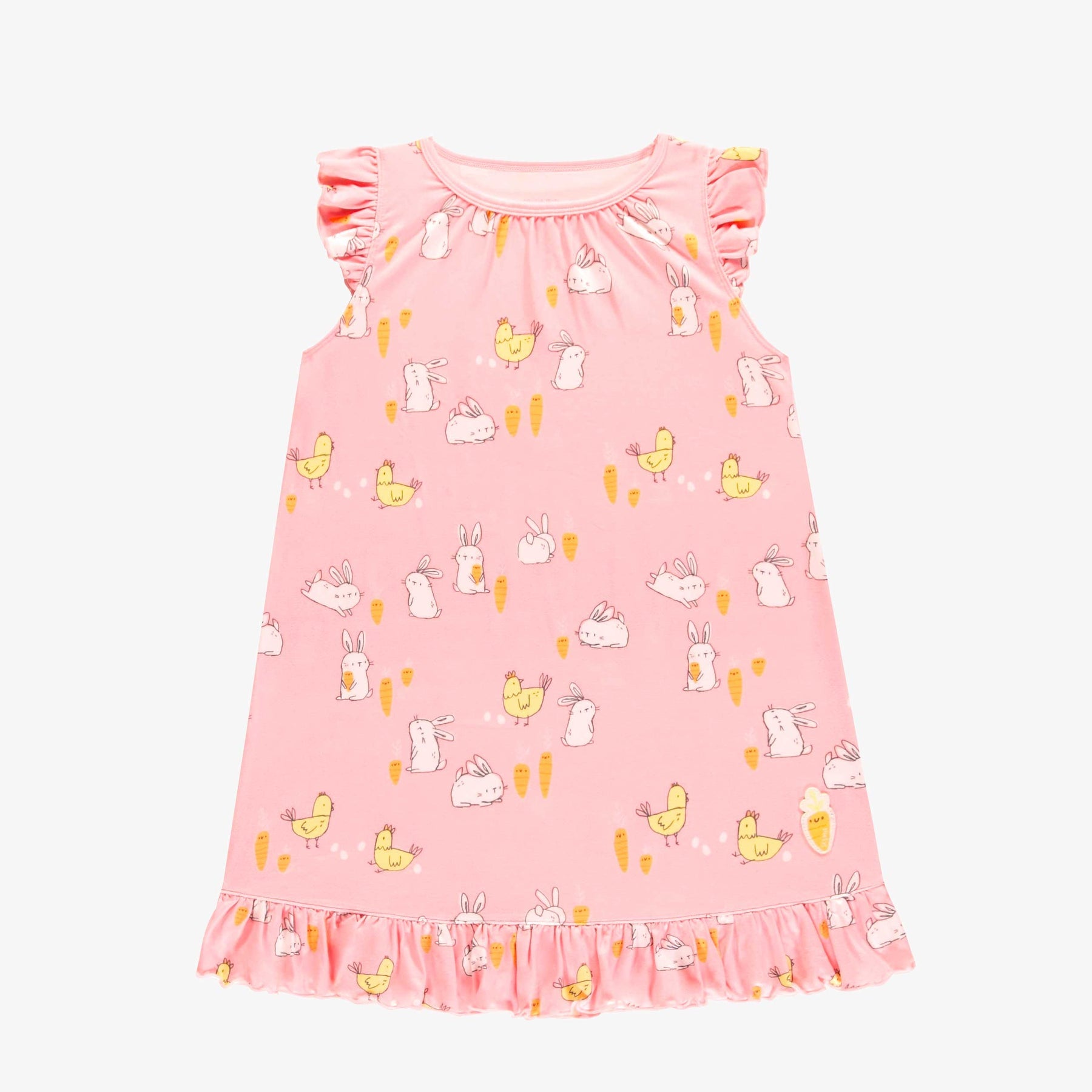 PINK NIGHT DRESS WITH BUNNIES AND CHICKENS PRINT, CHILD