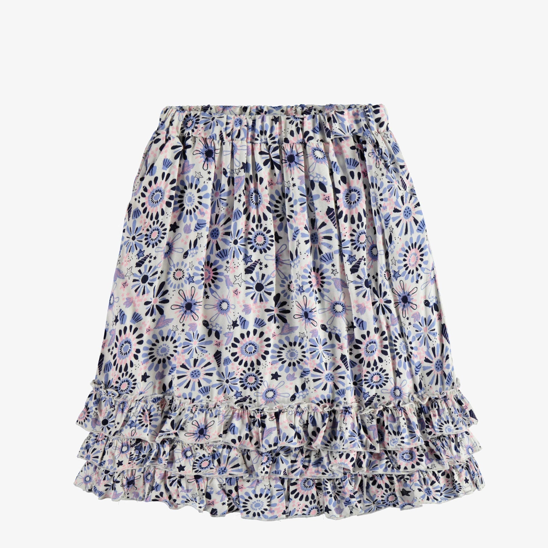 LONG WHITE SKIRT WITH RUFFLES AND A FLORAL PRINT VISCOSE, CHILD