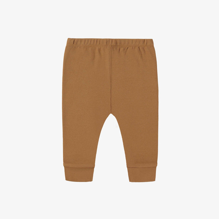 CARAMEL-BROWN LEGGINGS ORGANIC RIB KNIT, NEWBORN