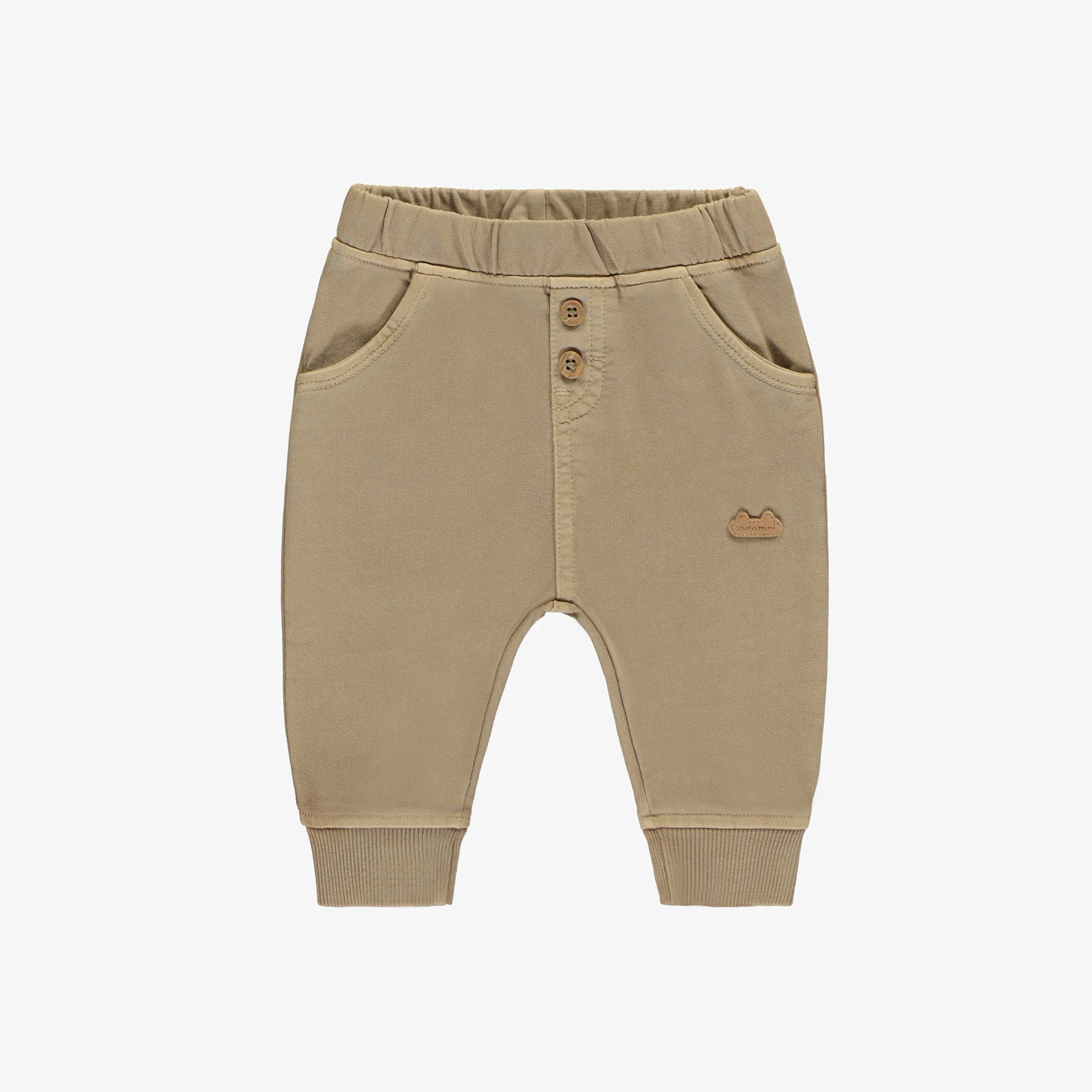 LIGHT BROWN PANTS REGULAR FIT JOGGER STYLE FRENCH TERRY, NEWBORN