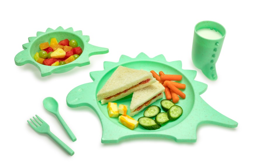 5 Piece Cellulose Feeding Set, Plate, Bowl, Cup, Spoon & Fork