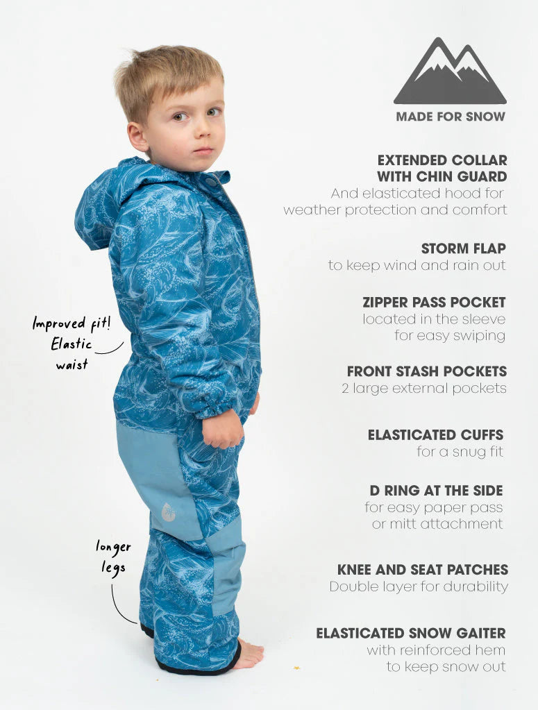 Snowrider One Piece Snowsuit - Ocean | Waterproof Windproof Eco