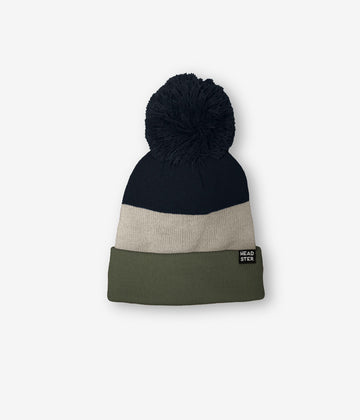 Tricolor Beanie Lined With Fleece - Hedge Green