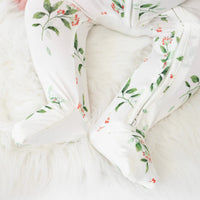 Footless Sleeper with Fold-Over Cuffs - Holly Berries