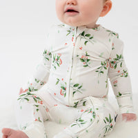 Footless Sleeper with Fold-Over Cuffs - Holly Berries