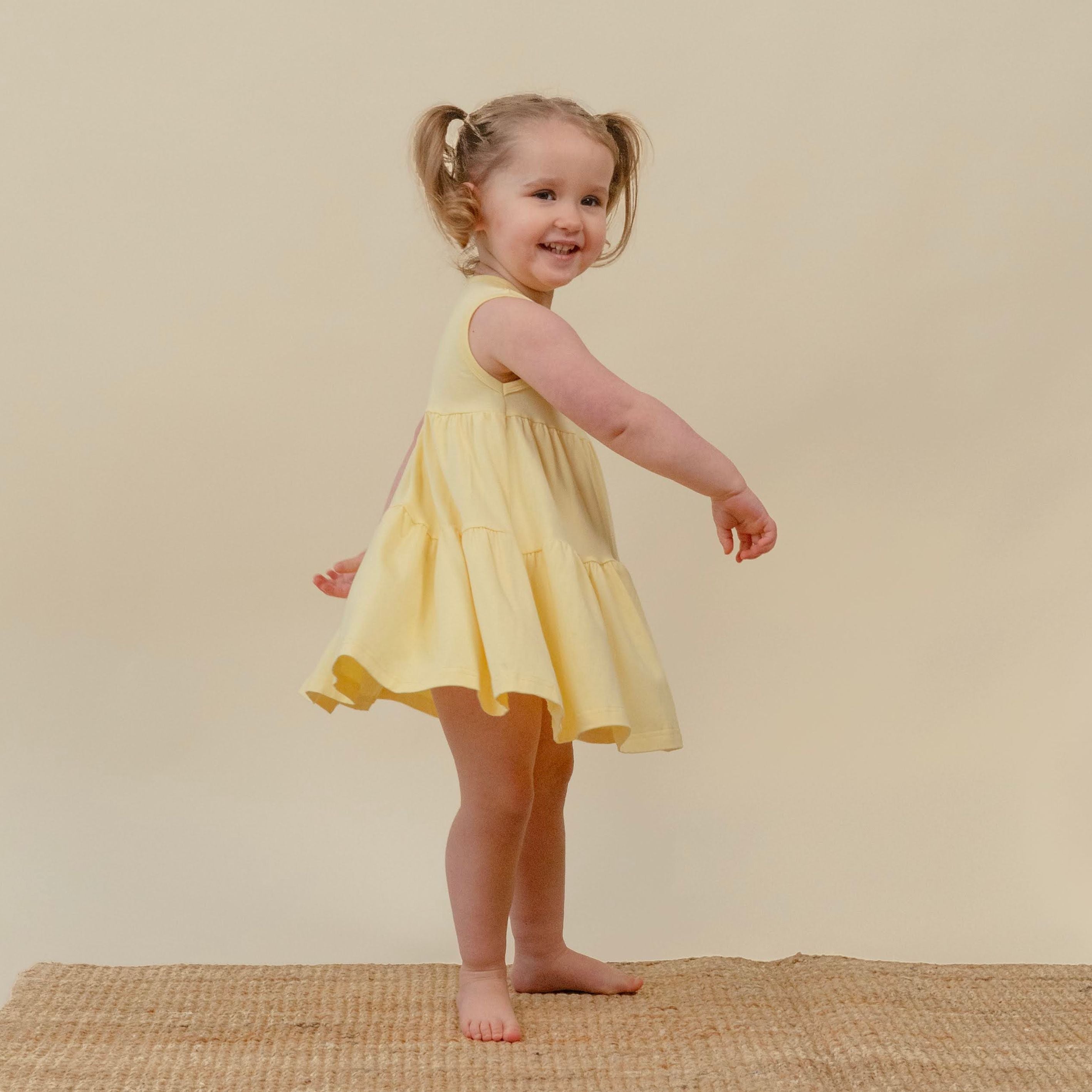 Sleeveless Tiered Dress - Mellow Yellow