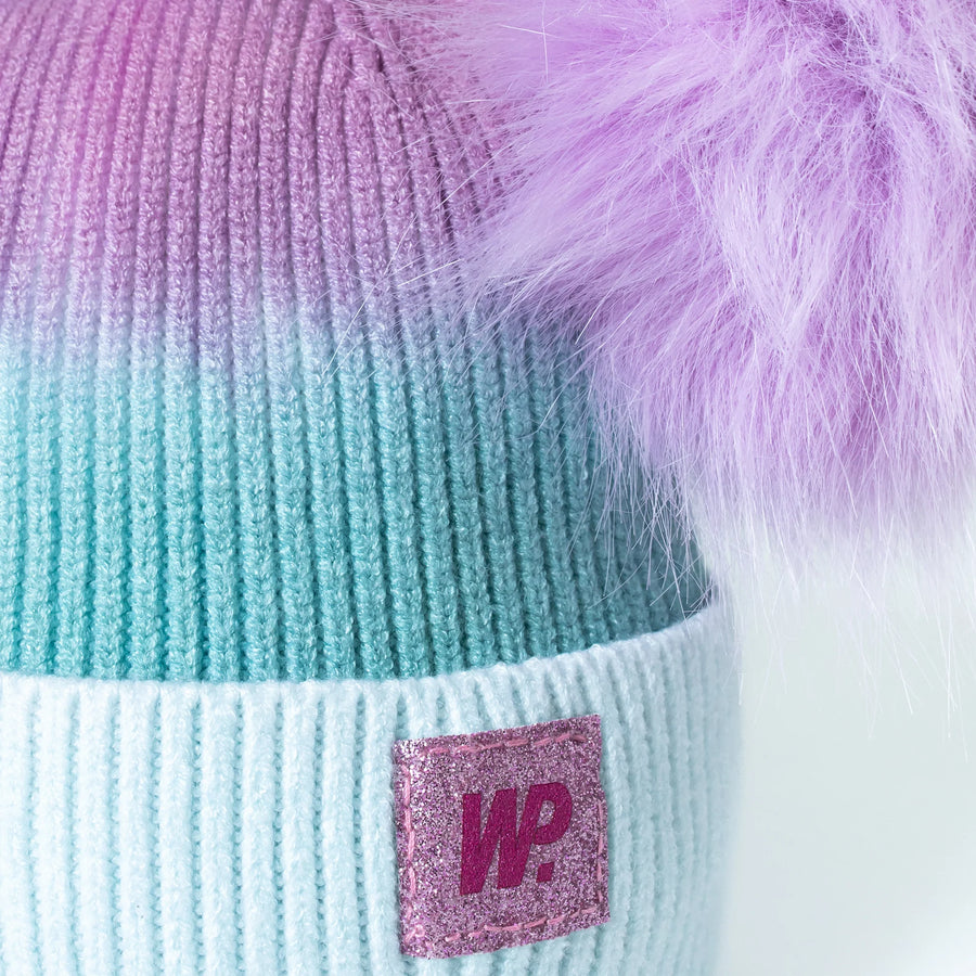 Lavender Aqua Ombre Double Pom Toque (2-6X)