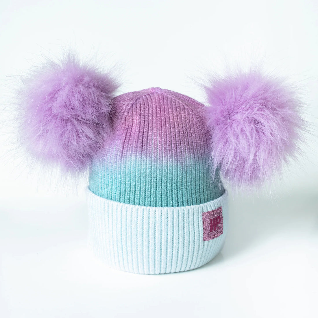 Lavender Aqua Ombre Double Pom Toque (2-6X)