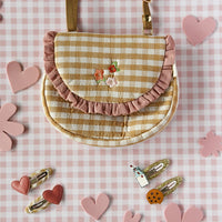 Gingham Embroidered Ruffle Bag