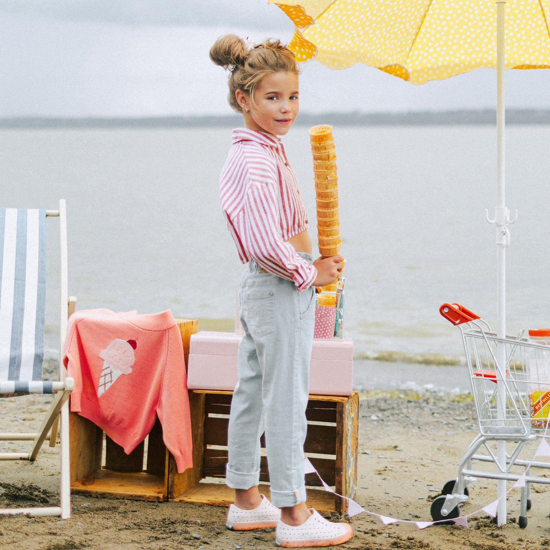 RED AND WHITE LONG SLEEVE STRIPED SHIRT, CHILD