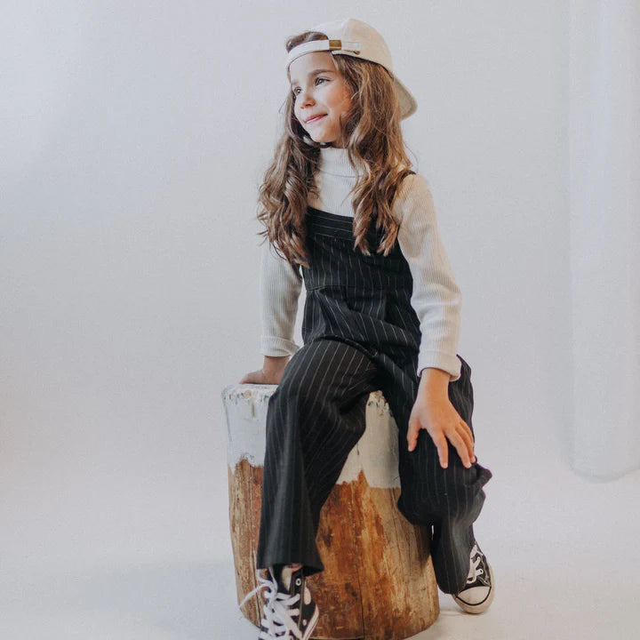 BLACK AND WHITE STRIPED JUMPSUIT IN COTTON GABARDINE, CHILD